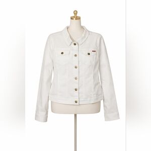 Isaac Mizrahi White Button-Up Jean Jacket